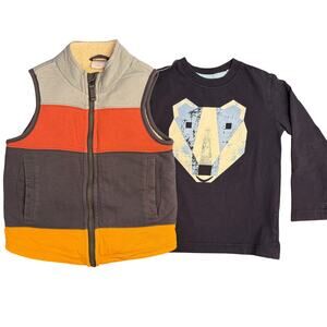 Hanna Andersson Boy's Bundle Long Sleeve Top Vest Size 4T Polar Bear Colorblock